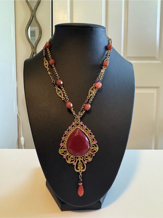 Robert Rose Jewelry - Red Teardrop Pendant Necklace - Women Jewelry